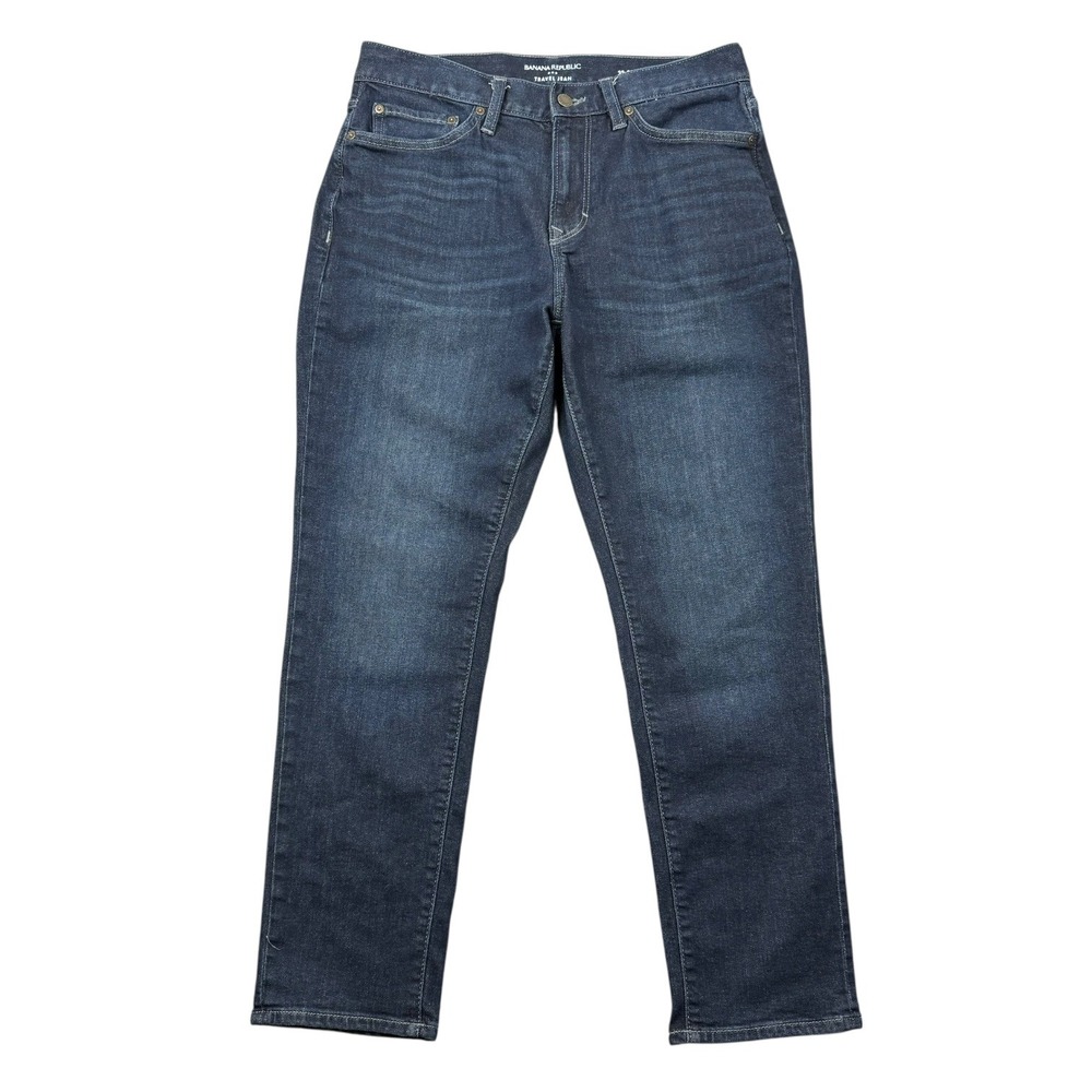Banana Republic Travel Jeans Men 32x30 (32x29) Blue Athletic Fit Tapered Stretch